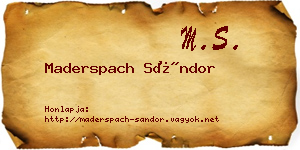 Maderspach Sándor névjegykártya